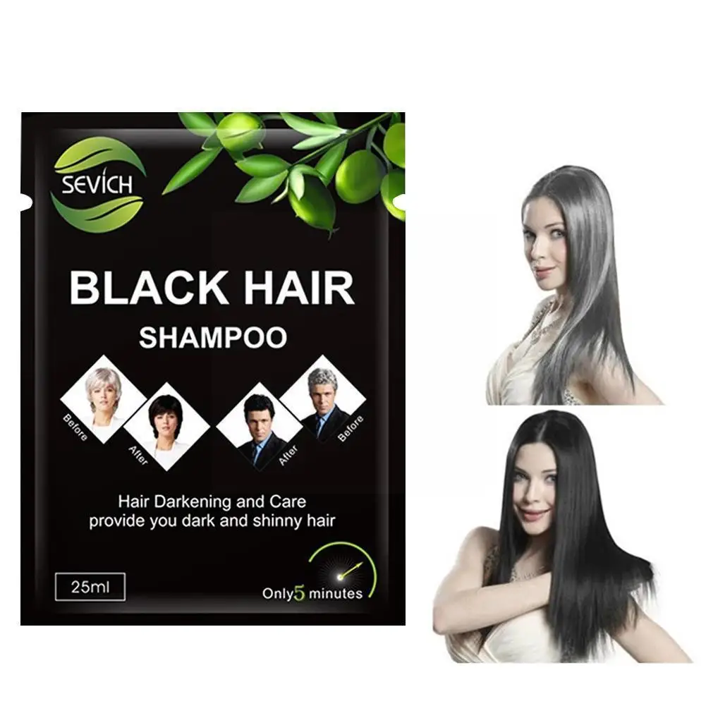 25ml Fast Black Hair Shampoo White Become Coloring Beauty Brighten Plant Grey Health Smooth Care Removal Hair Safe P7W1