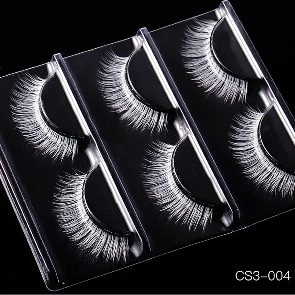3 Pairs Dramatic White False Eyelashes Natural Manga Fluffy Faux Mink Eyelashes long Thick Cosplay Eyelashes Makeup Tool