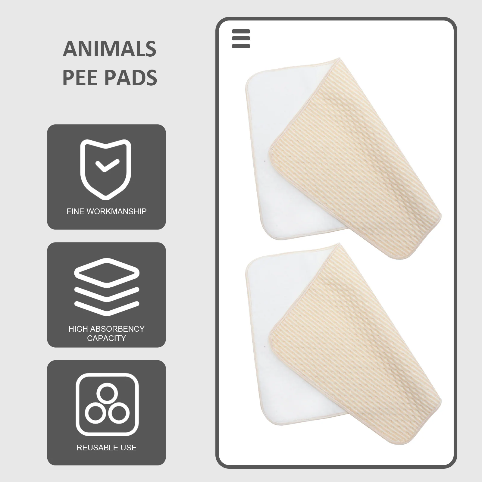 

2Pcs Washable Pet Pee Pads Dog Pee Mat Small Pets Urine Absorbent Reusable Mat for Home Outdoor Travel Cage Pads for Dogs Urine