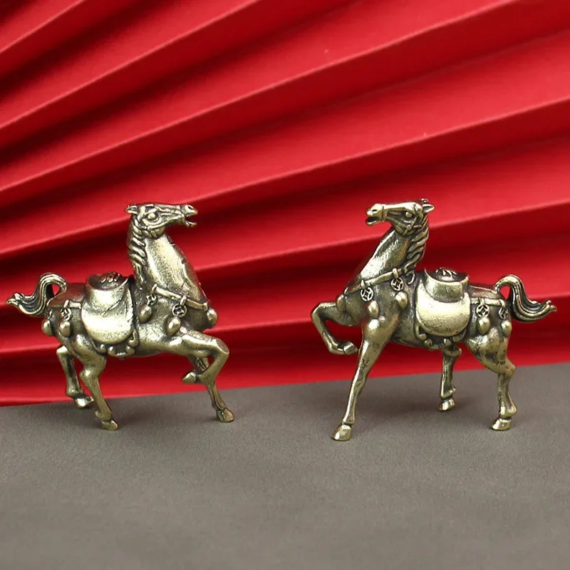 Brass War Horse Feng Shui Horse Figurine Miniatures Bless Your Financial Prosperity Home Porch Office Desktop Decoration Gitfs