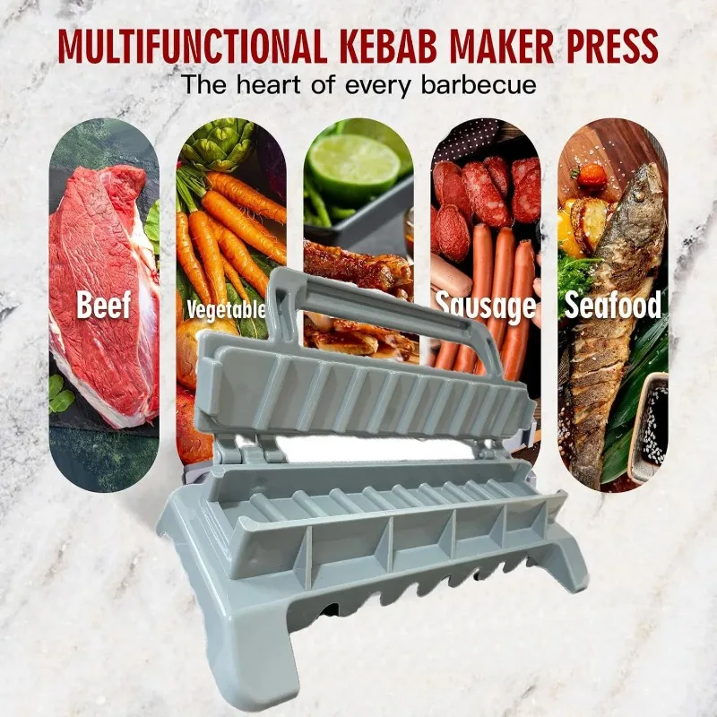 Row Kebab Maker Bbq Meat Skewer Machine Kebab Press Maker Reusable Plastic Bbq Skewer Maker Kebab Preparation BBQ Tool