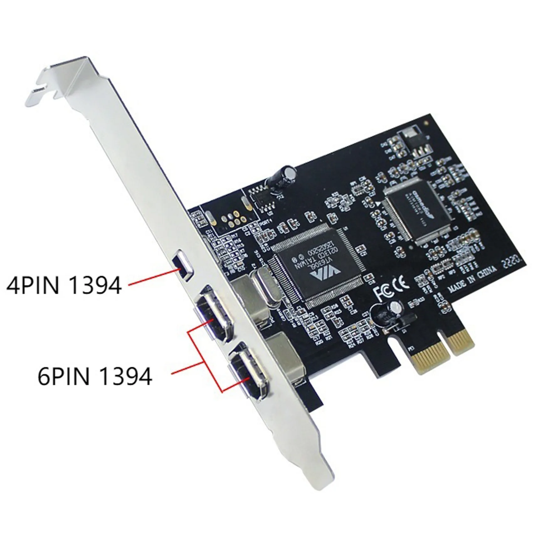 Карта FireWire SMIEA PCI-E до 1394, 3-портовая карта FireWire PCI-Ex1 — IEEE 1394, поддержка разрешения 1440X1080, кабель 0,8 м 1394