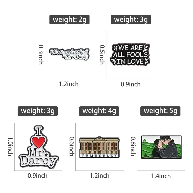 Romantic Lover Story Book Metal Brooches Pride Prejudice Enamel Pins Backpack Lapel Badge Custom Jewelry Gift for Readers
