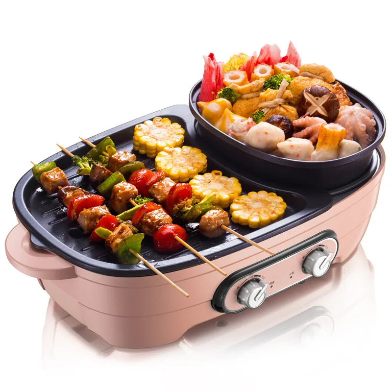

Household Electric Grill Pan Non-stick Pan Barbecue Hot Pot Machine Electric Grill Pot Temperature Adjustable Griddle