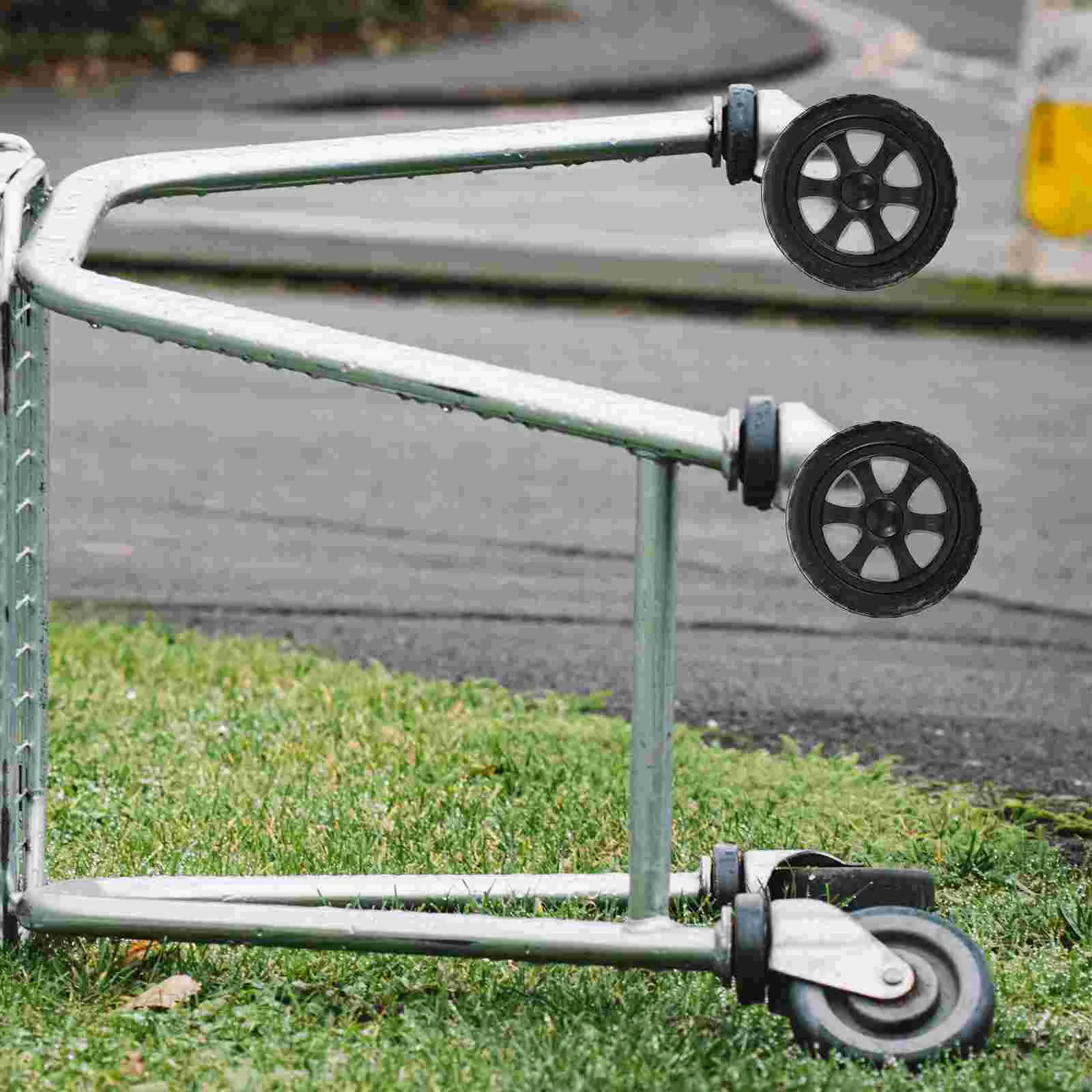 2 Pcs Two Wheeler Shopping Cart Wheels Baby Wheeled Automatic Plastic Inflatable Diapers Laundry