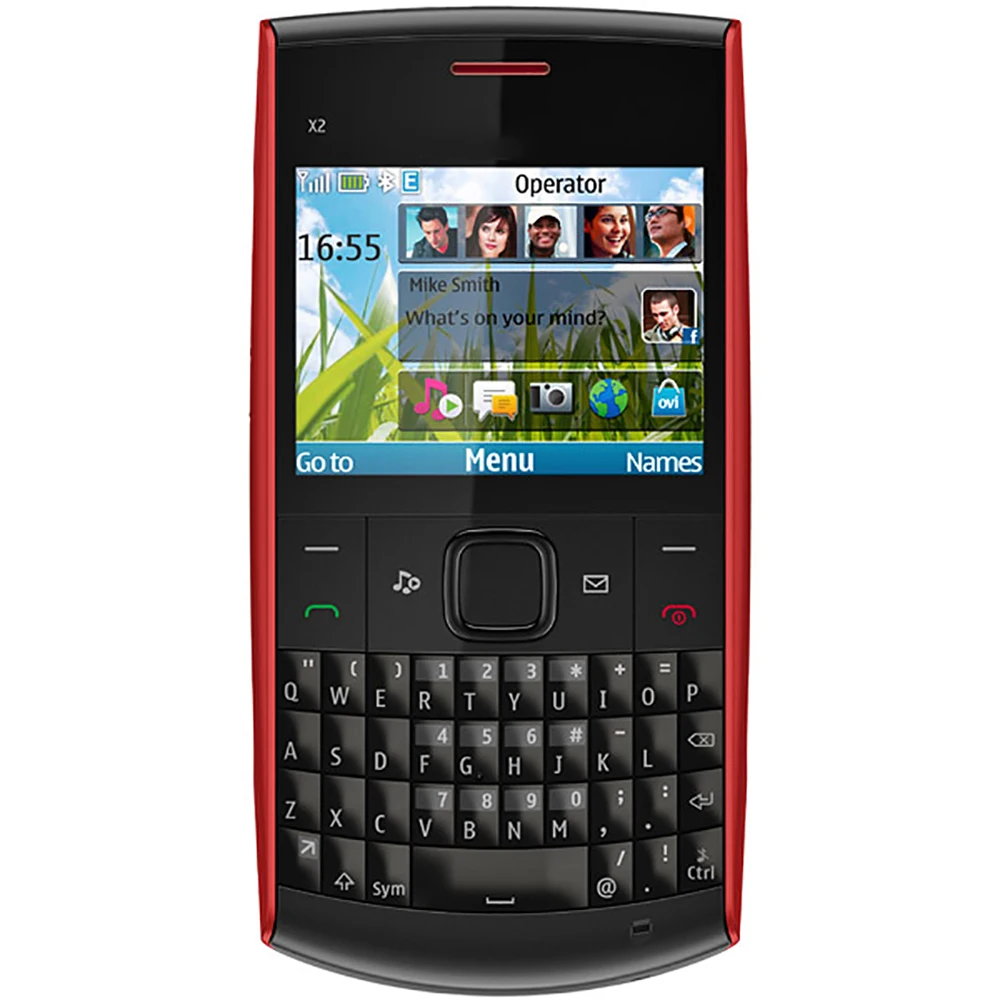 Original X2 X2-01 Unlocked Mobile Cell Phone 2G GSM 850/900/1800/1900 QWERTY Russian Arabic English Keyboard