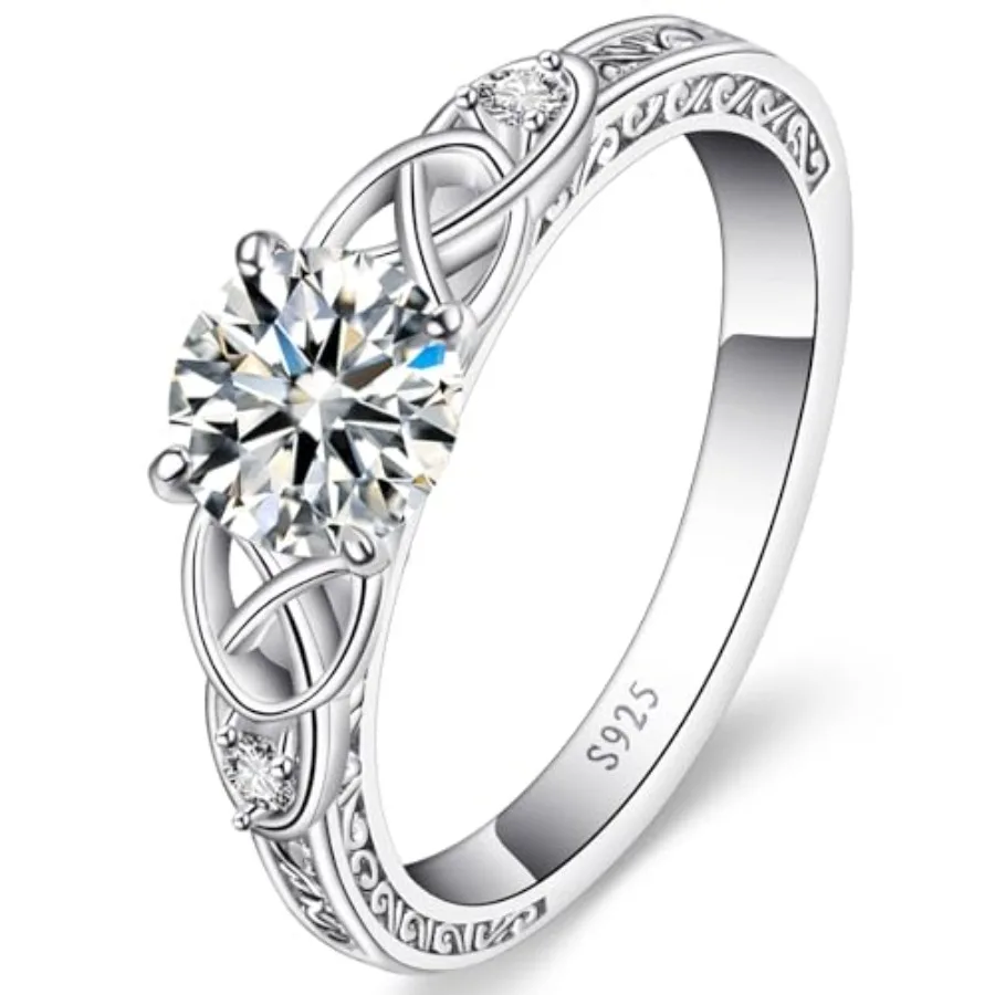 

Vintage Celtic Knot Women's Engagement Ring Sets 925 Sterling Silver/14K Gold Plated Stackable Wedding Bands Rings AAAAA Cubic