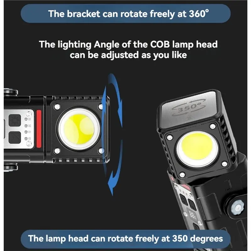 AFOURT-Rechargeable Flashlights High Lumens COB Light Multi-Function Work Light For Camping Outdoor