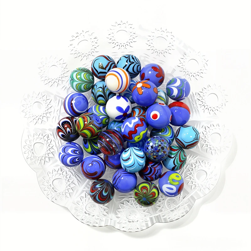 6pcs 16mm Blue Rare Glass Marbles Ball for Home Tabletop Indoor Garden Aquarium Bonsai Decor Accessories Creative New Year Gifts