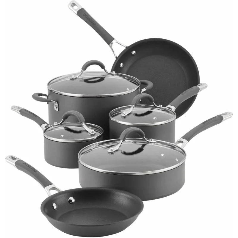 

Circulon 83903 Radiance Hard Anodized Nonstick Cookware Pots and Pans Set, 10 Piece, Gray