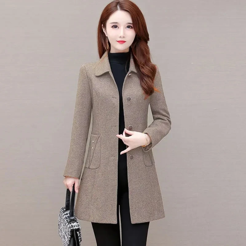 Spring Autumn Mid-length Women Windbreaker Coat Winter Quilted Thicken Elegant Jacket Middle Aged Mother Fashion Casual Outwear