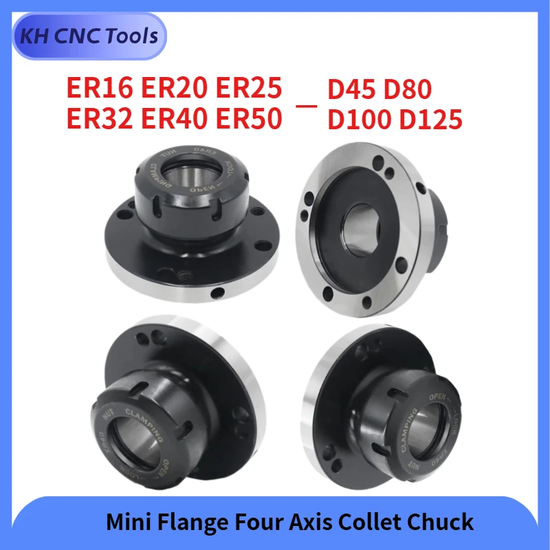 

ER16 ER50 ER25 ER32 ER40 D100mm D80mm Diameter Mini Flange Four Axis cartridge Collet Fixture Chuck For CNC Milling Lathe Tool