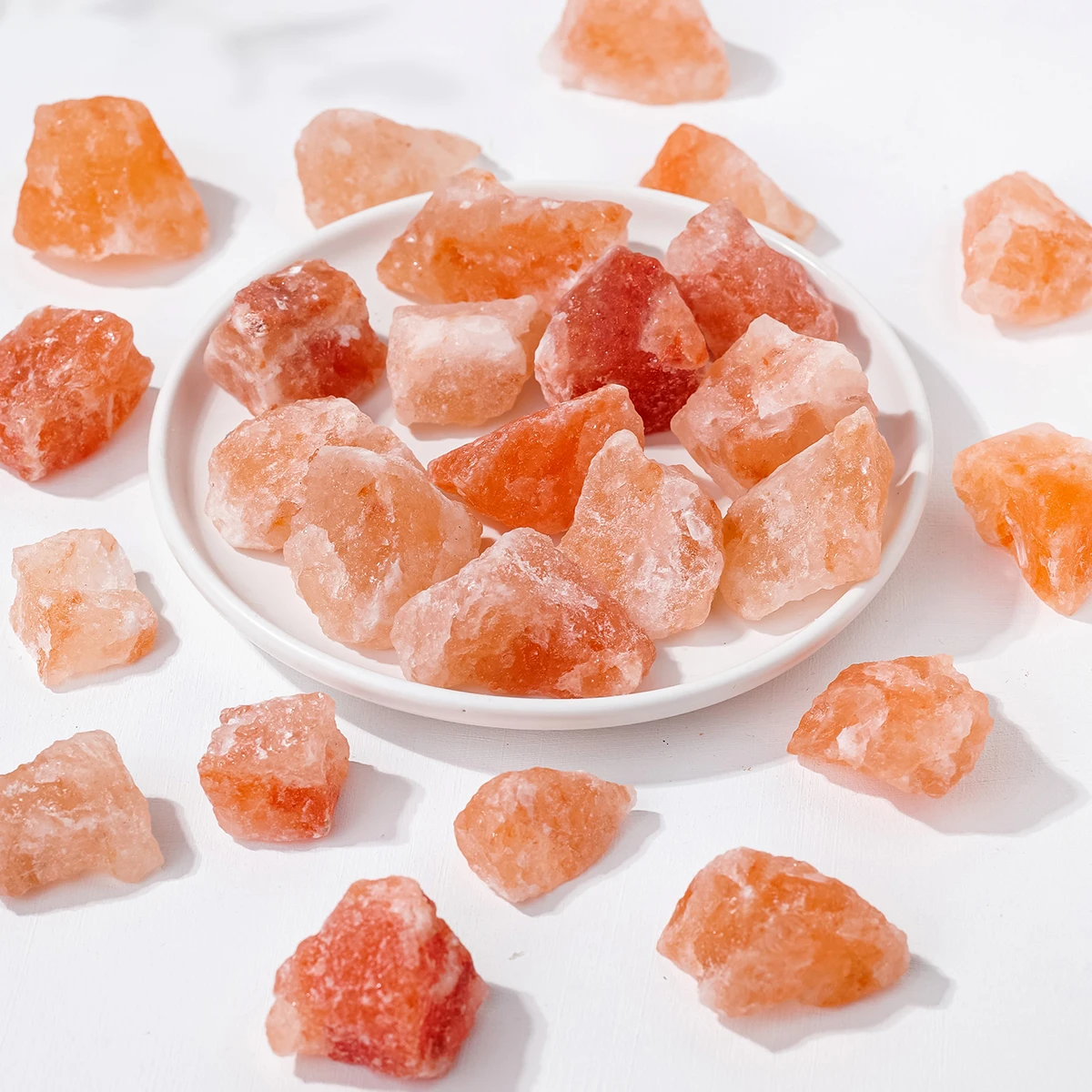 50g/bag Natural Crystal Himalayan Orange Salt Raw Stone Diffuser Minerals Specimen Raw Mineral Decorative Irregular Stone