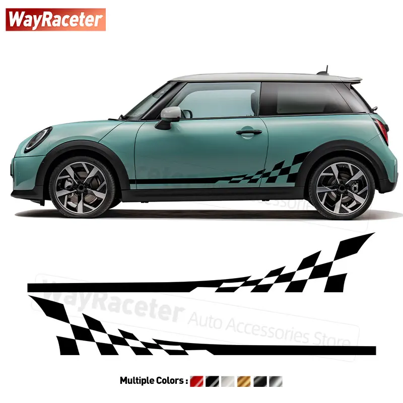

Racing Checkered Decal Graphics Door Side Stripes Sticker For MINI Cooper 2024 J01 F66 F65 F67 JCW John Cooper Works Accessories