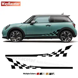 Racing Checkered Decal Graphics Door Side Stripes Sticker For MINI Cooper 2024 J01 F66 F65 F67 JCW John Cooper Works Accessories