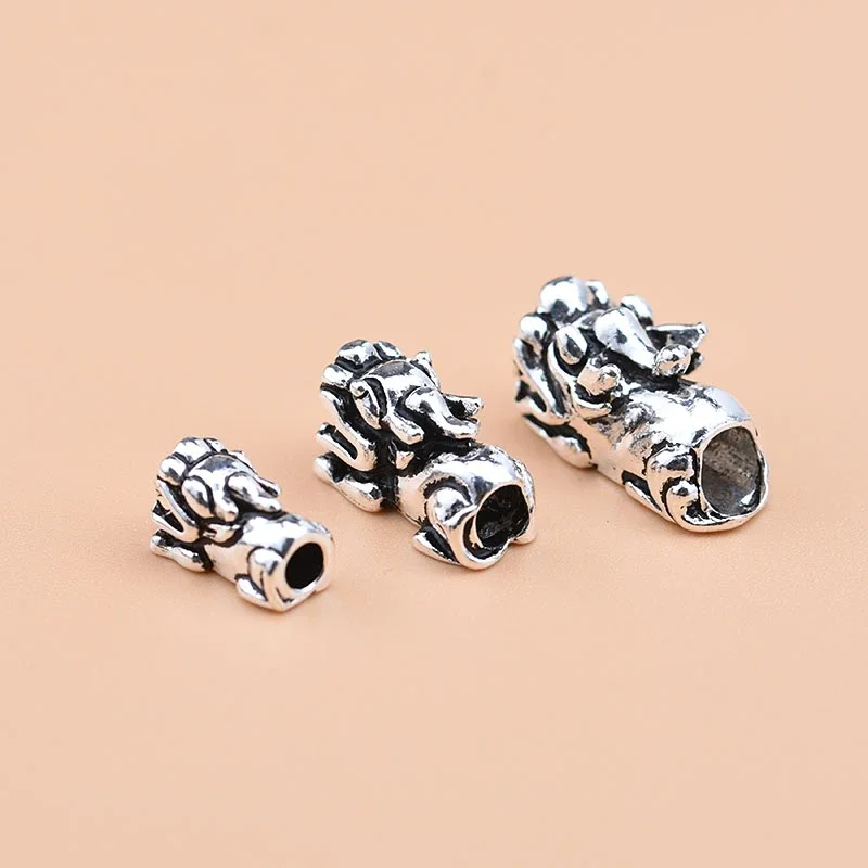 925 sterling silver Thai silver PiXiu beads lucky fortune transfer PiXiu beads handmade DIY beaded bracelet accessories