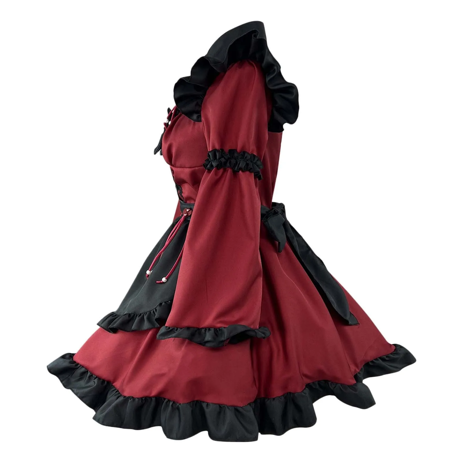 Vestido de sirvienta gótico de Halloween, disfraz de Cosplay de Anime del pequeño diablo, vestido de sirvienta rojo para niña, disfraces de fiesta de sirvienta de tendencia para niña