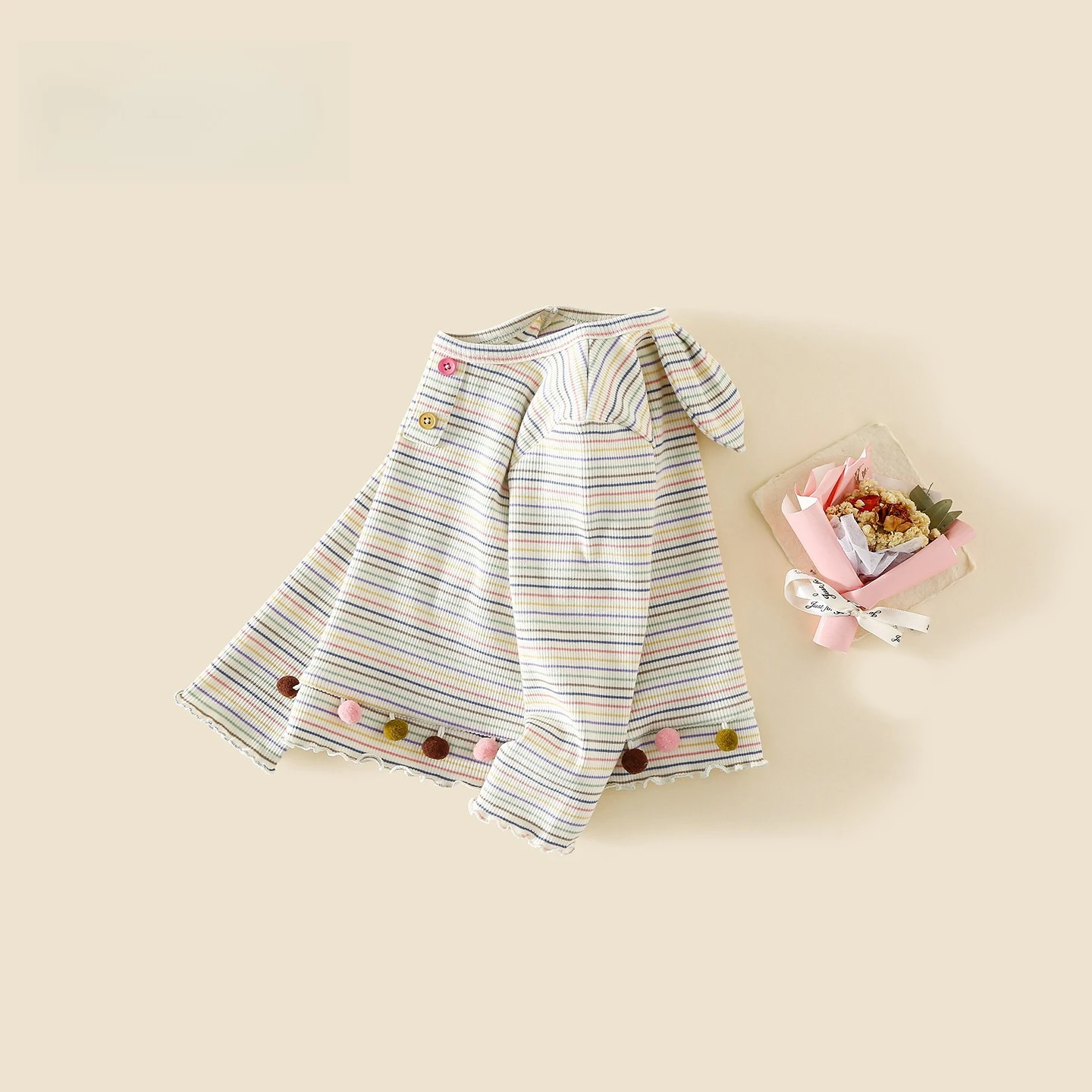 Girls' Autumn Long Sleeved T-shirt 2026 New for Baby Girls Korean Casual Colorful Striped Base Shirt Children's