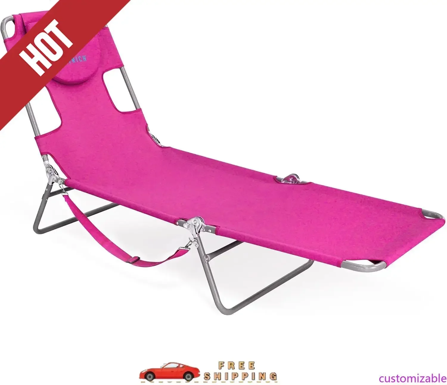 

Hot-sellingCustomizable 72" x 22" Chaise Lounge Portable Lightweight Reclining Lounger, Outdoor Patio Beach Lawn Camping Pool Ta