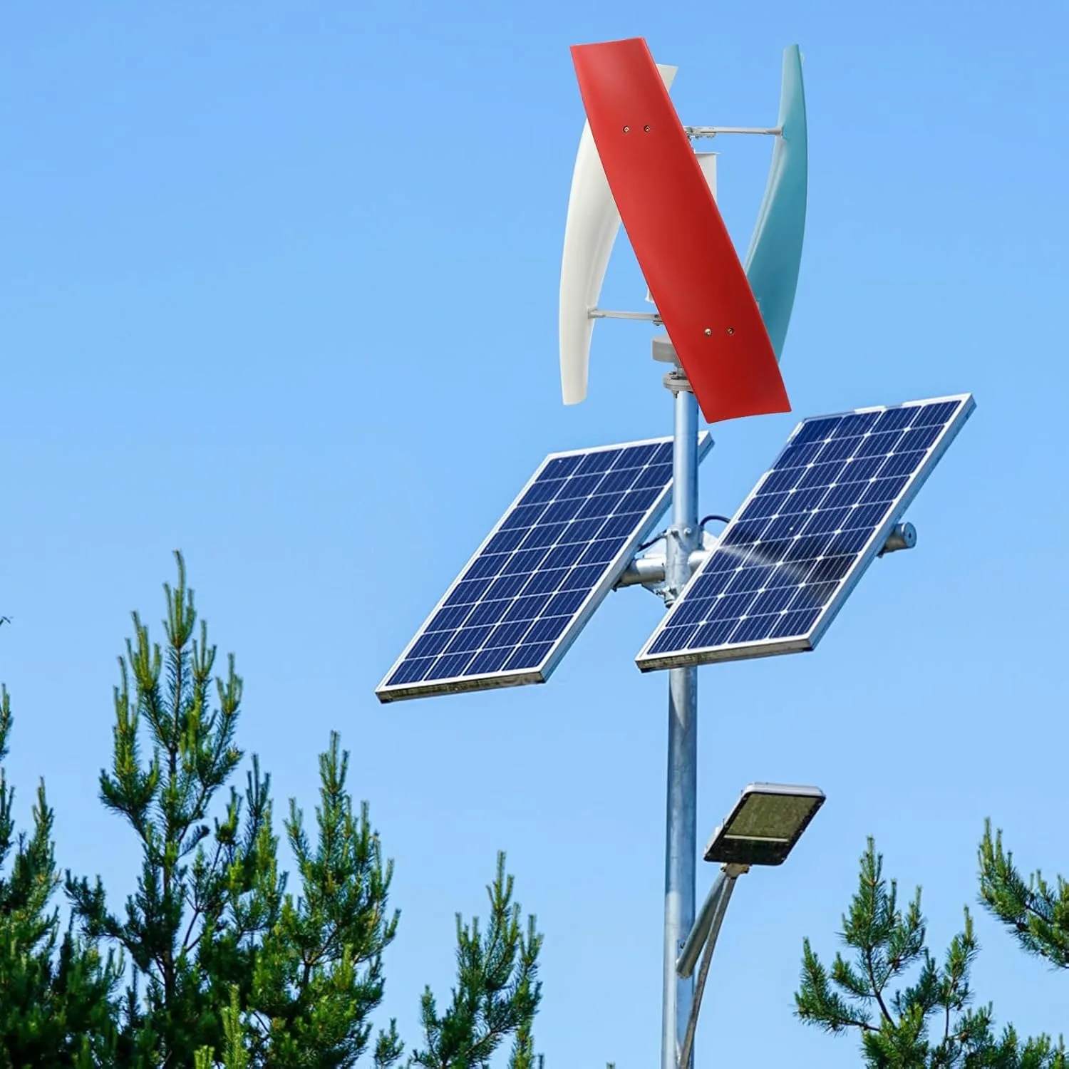 

3-Blade Auxiliary Vertical Wind Turbine Generator Kit Starting 8.2ft/s Wind Speed for Boat Gazebo Cabin Mobile Home