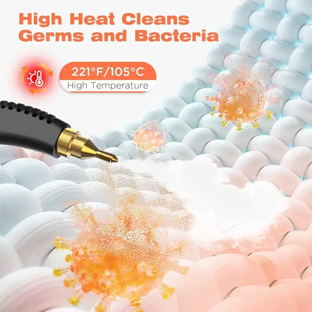 منظف بالبخار عالي الضغط 2500 وات منظف بخار محمول باليد مع 3 رؤوس فرشاة تنظيف بلاط سجادة الحمام والمطبخ