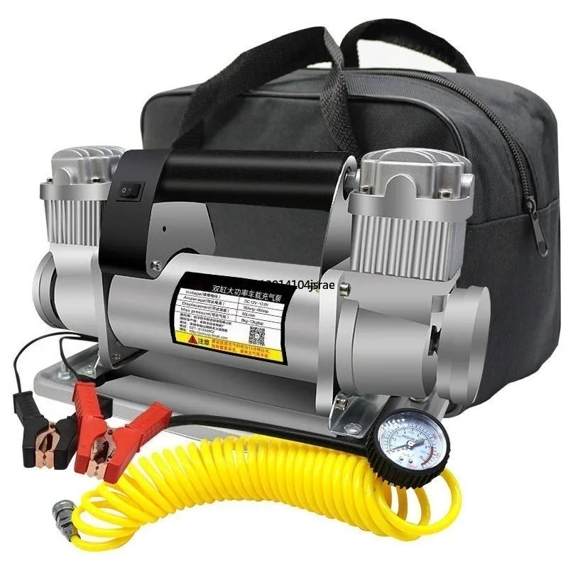 Double Cylinder Car Air Pump, 480W High Pressure Air Compressor, Portable Tire Inflator for Off-road Vehicle, SUV and Truck