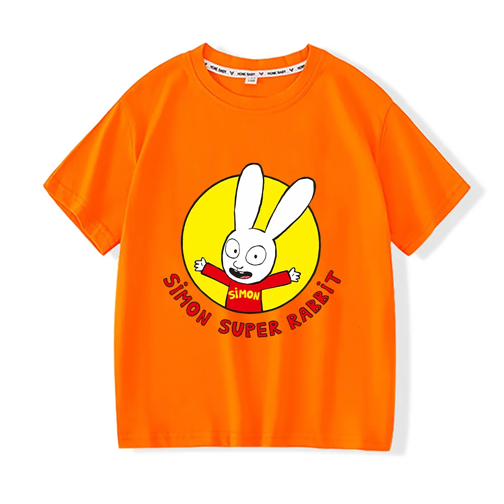Simon Super Rabbit Tshirts Funny Children\'s Boys T-shirt Spring Summer Cotton Boys Girls Preschool Children Tops Cartoon Clothes