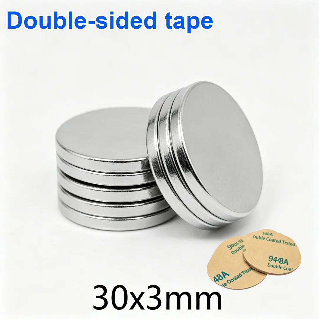 30x3mm strong cylindrical magnet with double-sided tape suitable for home refrigerators and office DIY sizes of 30 * 3mm