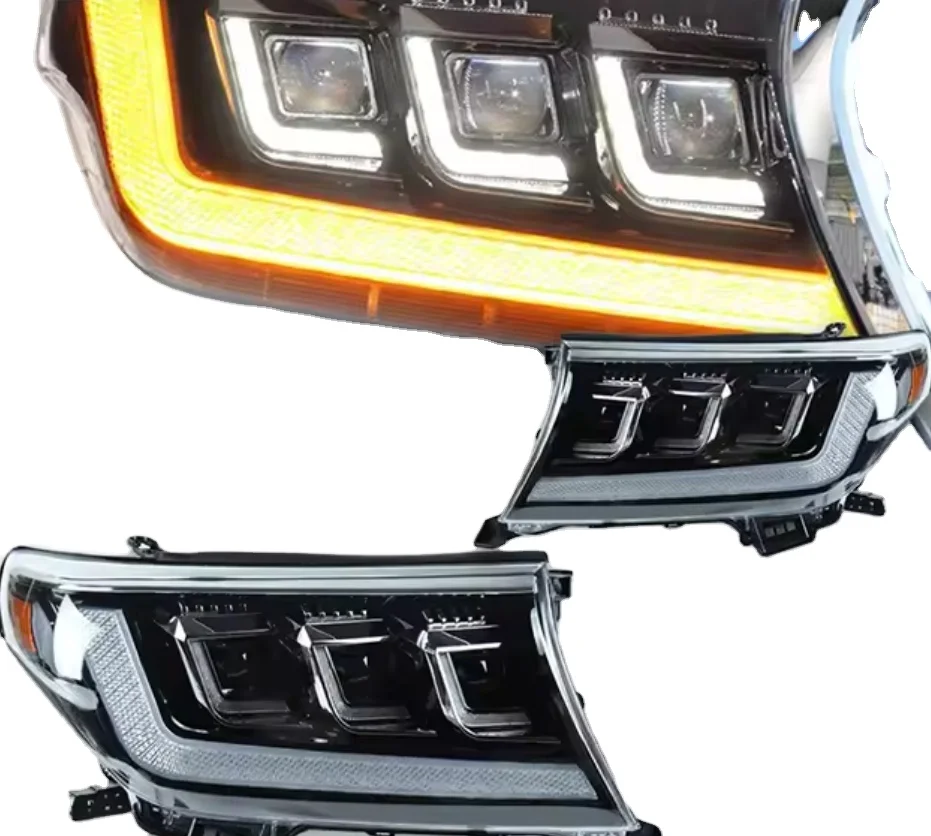 

Для Land Cruiser LC200 2012, фара с тремя светодиодами, новый дизайн, горячая распродажа, передний фонарь автомобиля, хорошее качество
