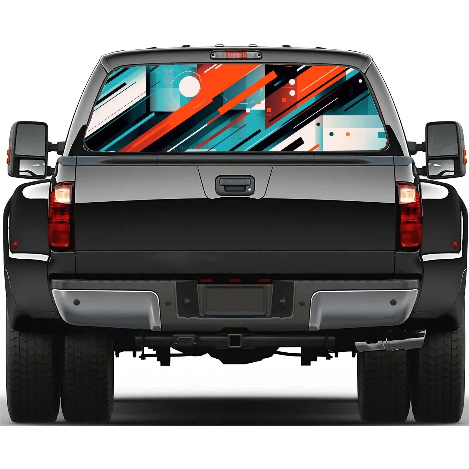 

Abstract Geometric Design Car Rear Window Decal Fit Pickup,Truck,Car Universal See Through Perforated Back Window Vinyl Sticker
