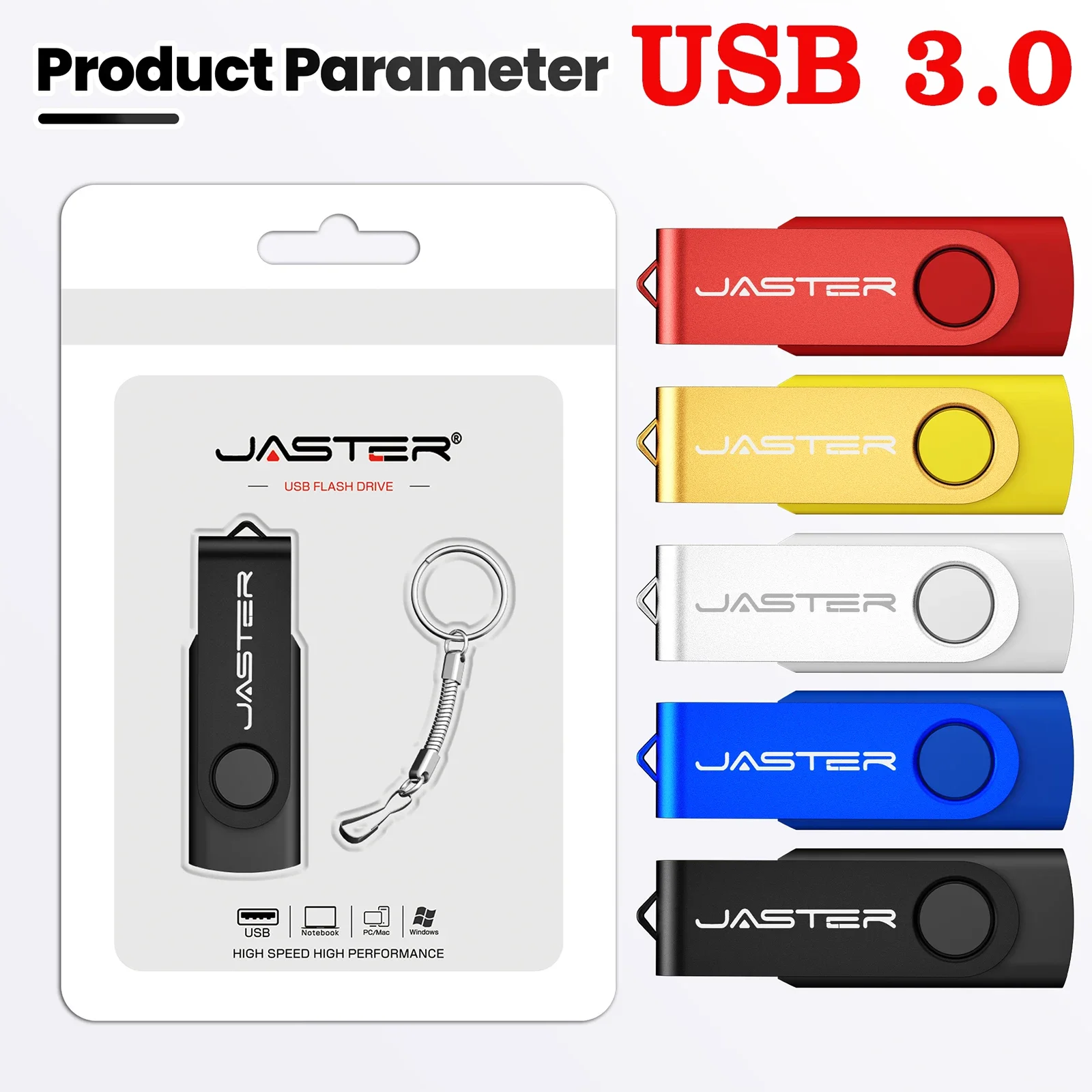 JASTER Mini USB 3.0 Flash Drives 128GB Extreme Speed Pen drive Rotatable Memory stick 8GB 16GB 32GB 64GB wedding gift USB stick