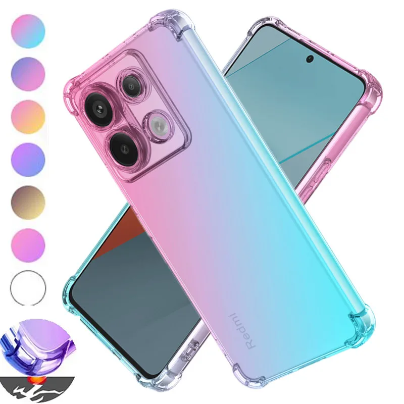 Shockproof Gradient TPU Case for Xiaomi Poco F6 X6 Pro 5G F5 F4 GT X4 M6 M5 M4 Pro Protective Cover Fundas Coque Capa