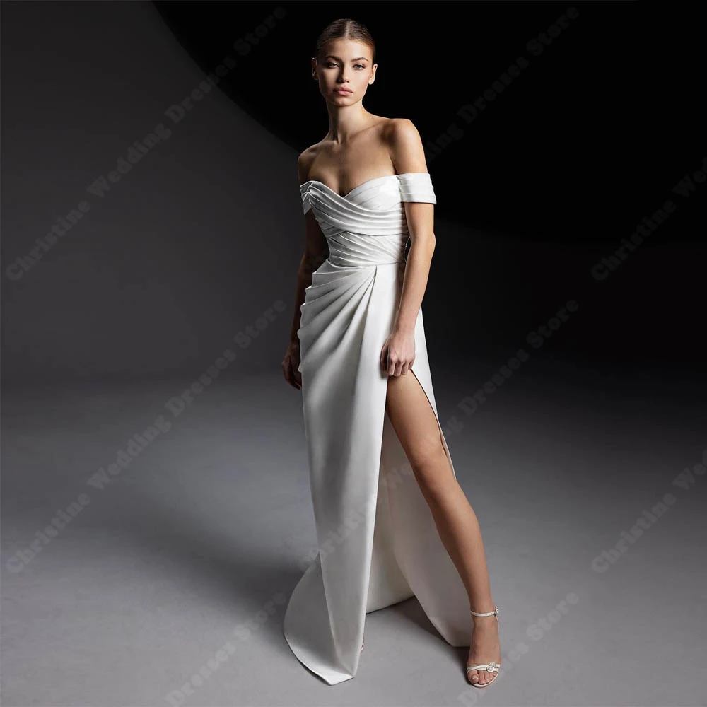 Elegante Off-The-Shoulder Vrouwen Trouwjurken Sexy Dweillengte Bruidsjurken Zeemeermin Mouwloze Prinses Vestidos De Novias