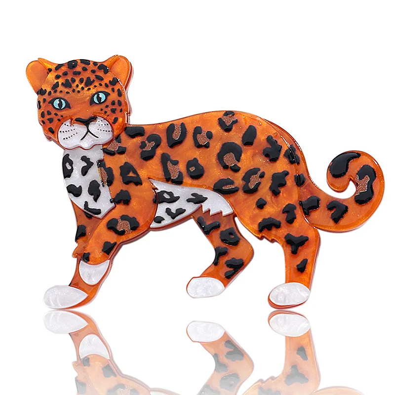 Niedliche Acryl-Cartoon-Leoparden-Broschen für Damen und Herren, Liebliche Tier-Panther-Splice-Anstecknadeln, Schmuck-Accessoire – Detail 2