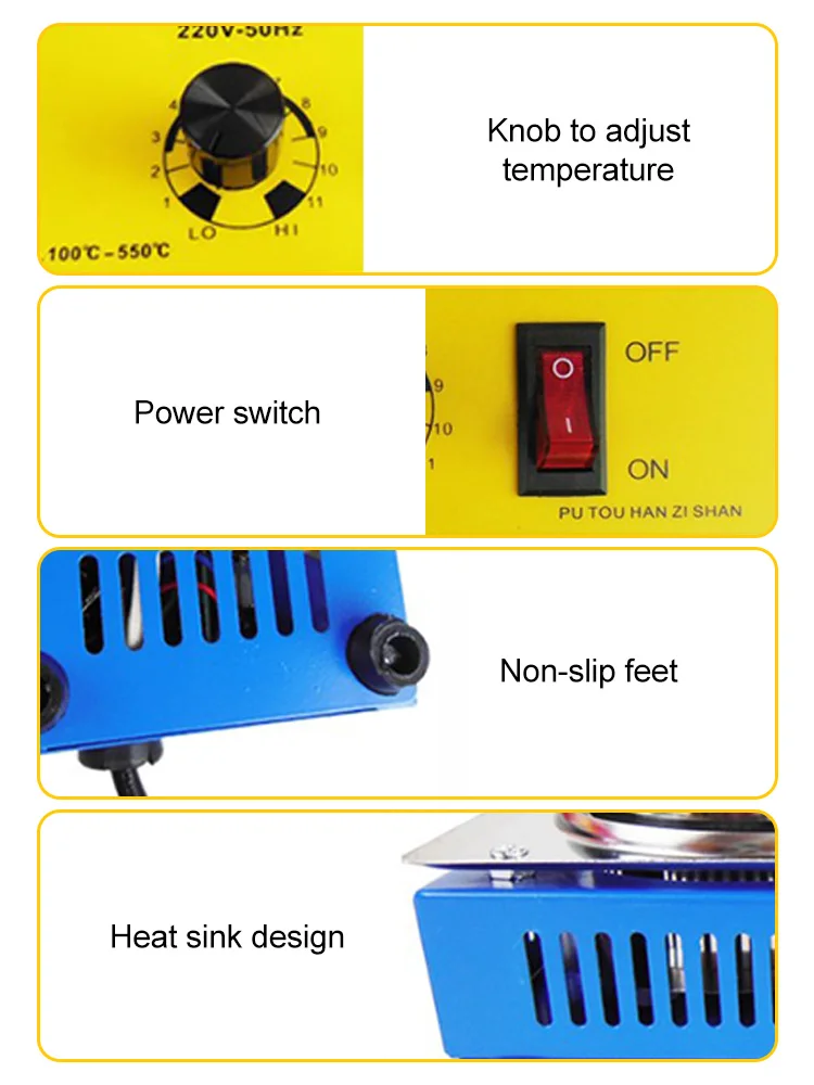 Forno de Fusão de Temperatura Ajustável, Fogão de Fusão de Estanho Plugue UE, 220V, 150 W, 160W, Diâmetro Interno 50mm