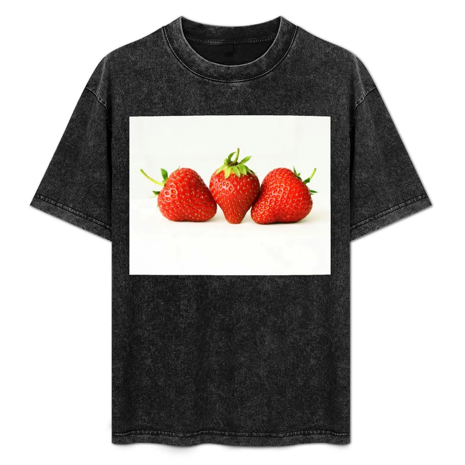 

Three Strawberries On White T-Shirt Standard Fit Solid Tee Shirt