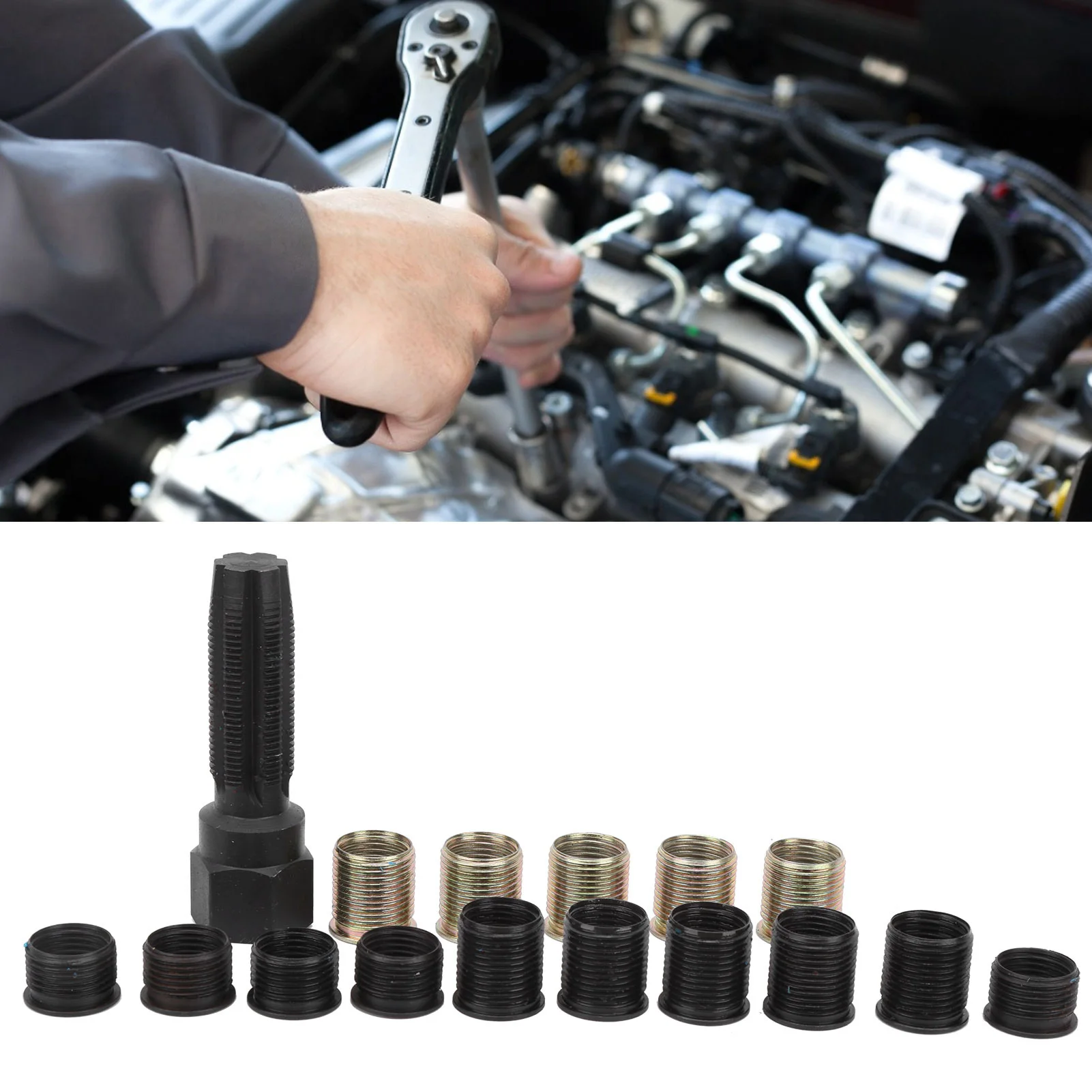 

M14x1.25 Spark Plug Thread Repair Tool Screw Tap Portable Carbon Steel Rethread Kit