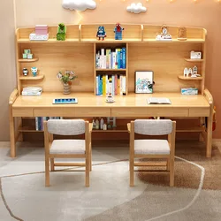 Household Solid Wood Double Desk Lifting Desk Office Simple Computer Desk Children's Desk Student Study Desk and Chair