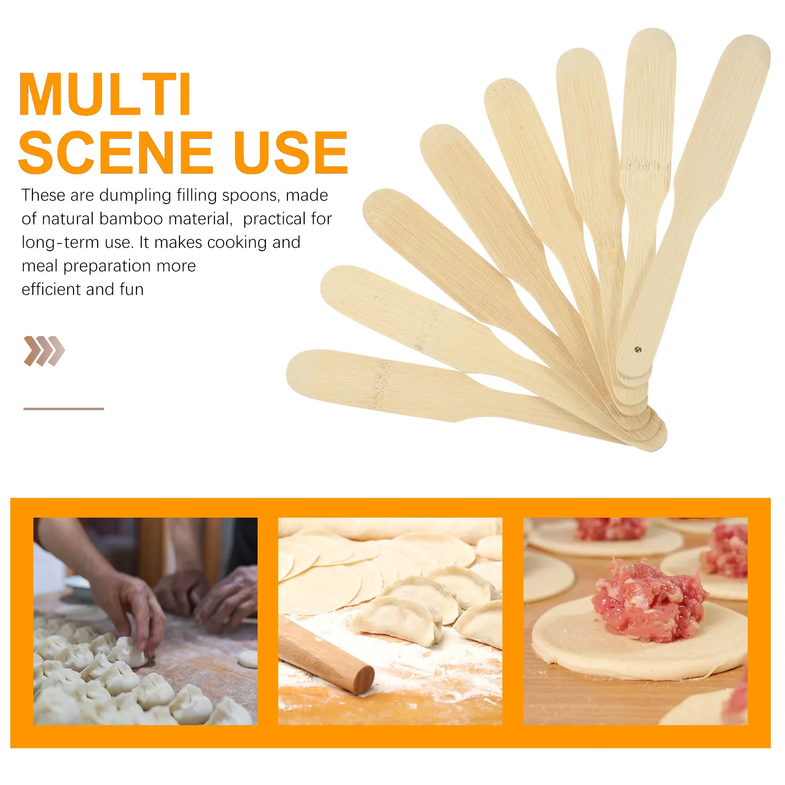 8Pcs Bamboo Dumpling Filling Spoons Eco Friendly Kitchen Gadgets for Wonton Ravioli Empanada Mini Pie Making Tools