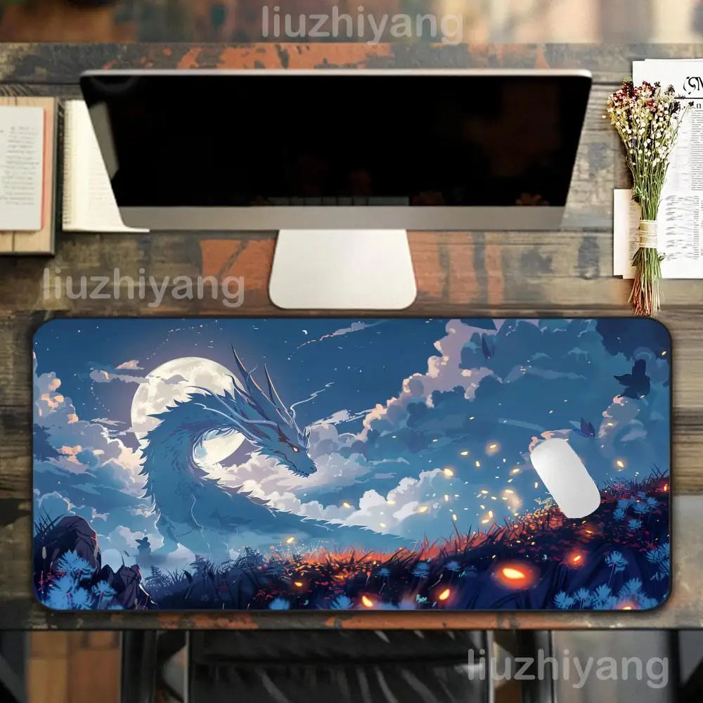 

1 pc Dragon Anime Mouse Pad Large Computer Office Game Table Mat XXL Rubber Anti-slip Stitched Edge Keyboard Mats Long Desk Pads