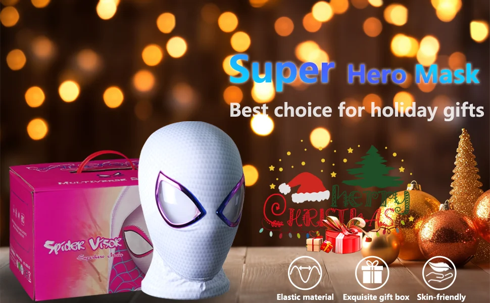 1:1 Miles Morales Mask with Movable Eyes Mascara Electric Gwen Spider Helmet Ring Control Halloween Cosplay Mask Toy Man Gift