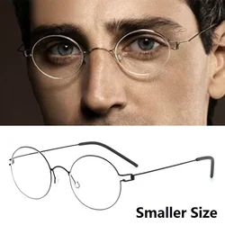 Denmark Design Small Round Glasses Frame Screwless Ultra Light 4g Air Pure Titanium Eyeglasses Men Retro Rim Eyewear Korea Style