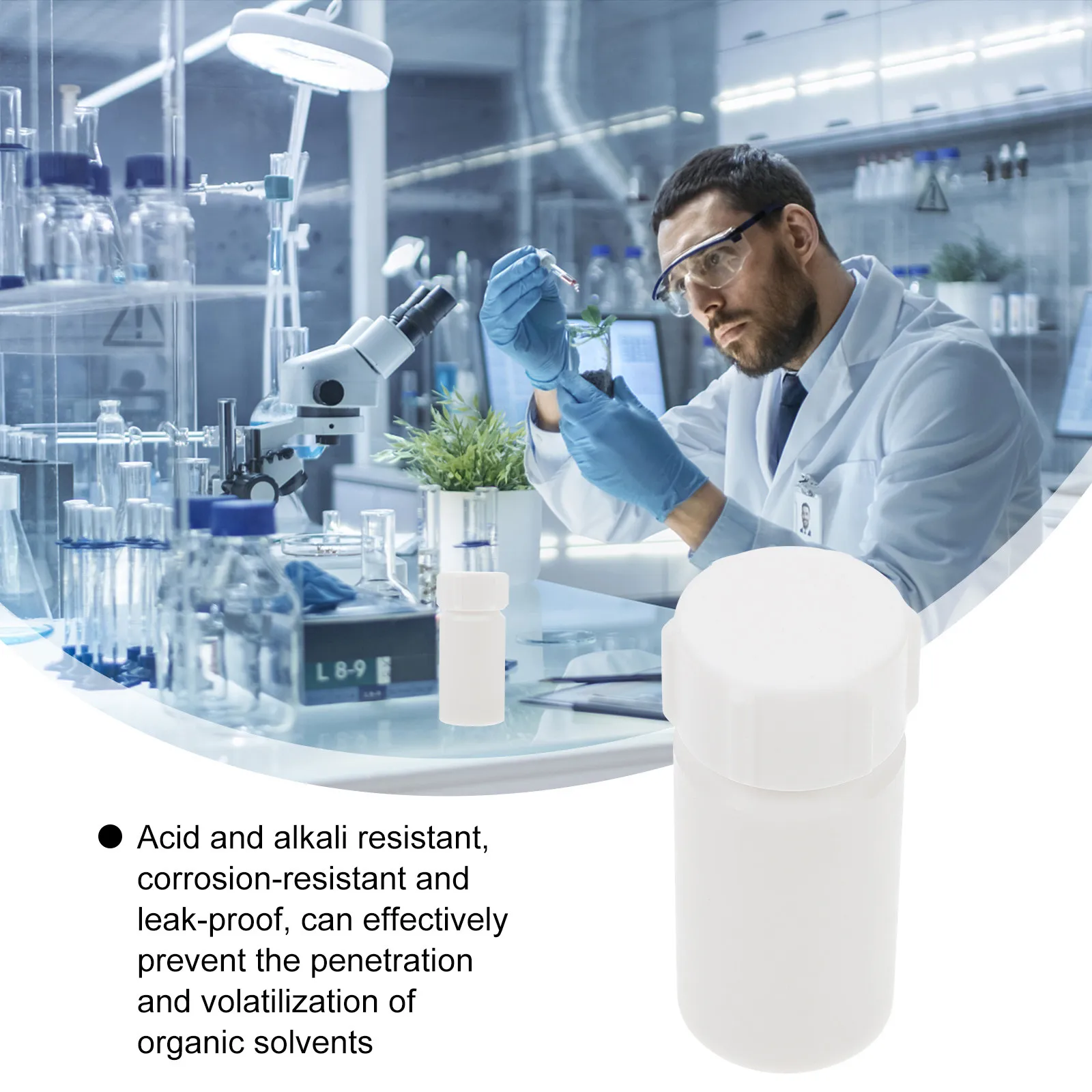 25Ml Ptfe Reagent Bottle Sturdy Chemical Resistant Lab Essential Easy Clean Reusable Small Format for Experiment Solutions and