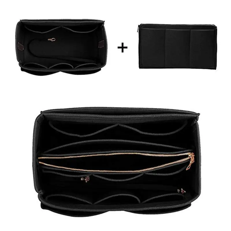 New Women Make up Organizer Felt Insert Bag For Handbag Travel Inner Purse Portable Cosmetic Bags Fit Various Brand Bags