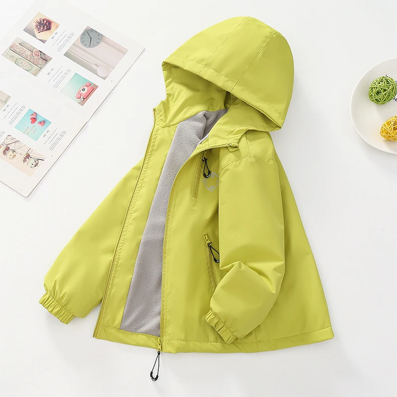 

Плюшевая теплая куртка для мальчиков и девочек 4-14 лет, ветрозащитная водонепроницаемая куртка-карго с капюшоном для детей, модная спортивная куртка на весну-осень