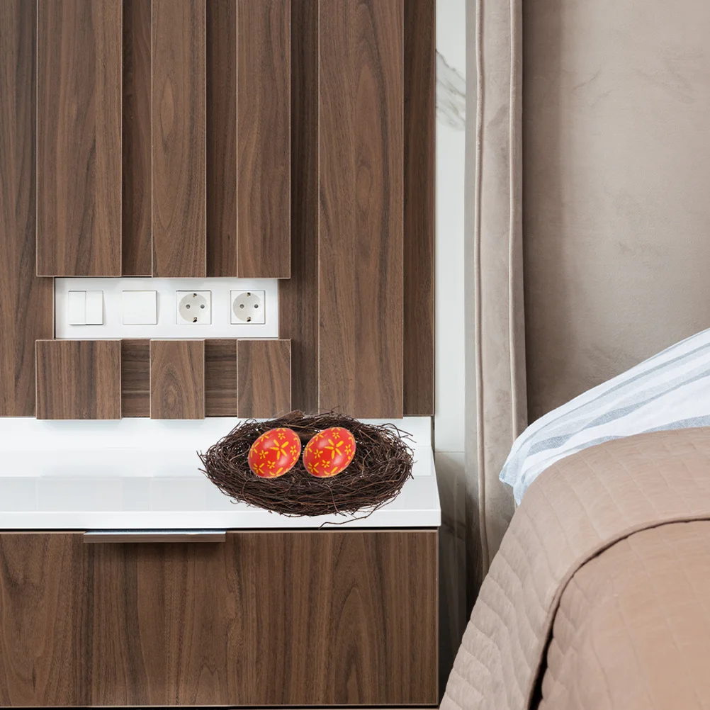 

Rattan Bird Nest Handmade Artificial Decorative Ornament for Garden Home Yard Easter Wedding Christmas Party Display