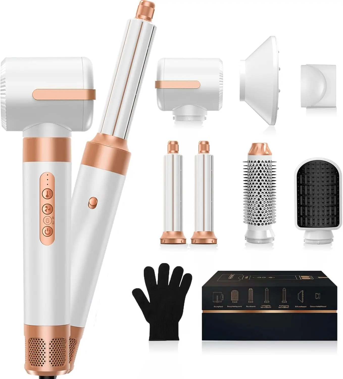

7 in 1 Hair Dryer Brush, Negative Ion Hot Air Styler for Curling, Straightening & Drying