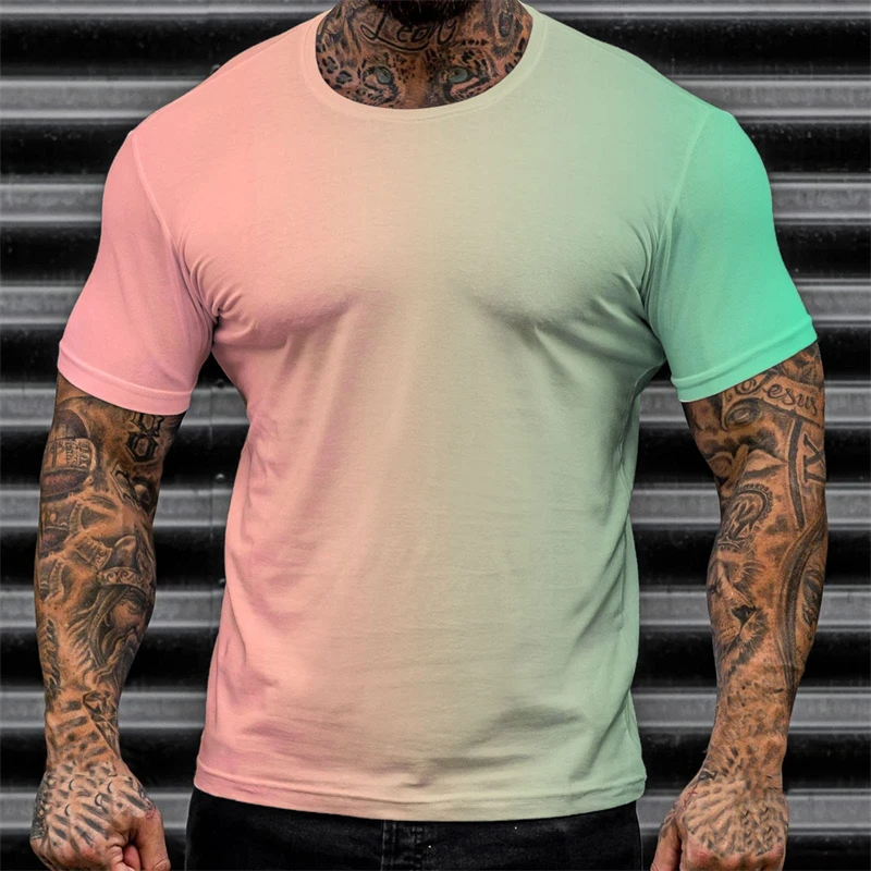 

Simple Gradient Pattern T Shirts For Men Summer Fashion Short Sleeve 3D Printed O Neck T-shirts Trendy Streetwear Oversized Tees