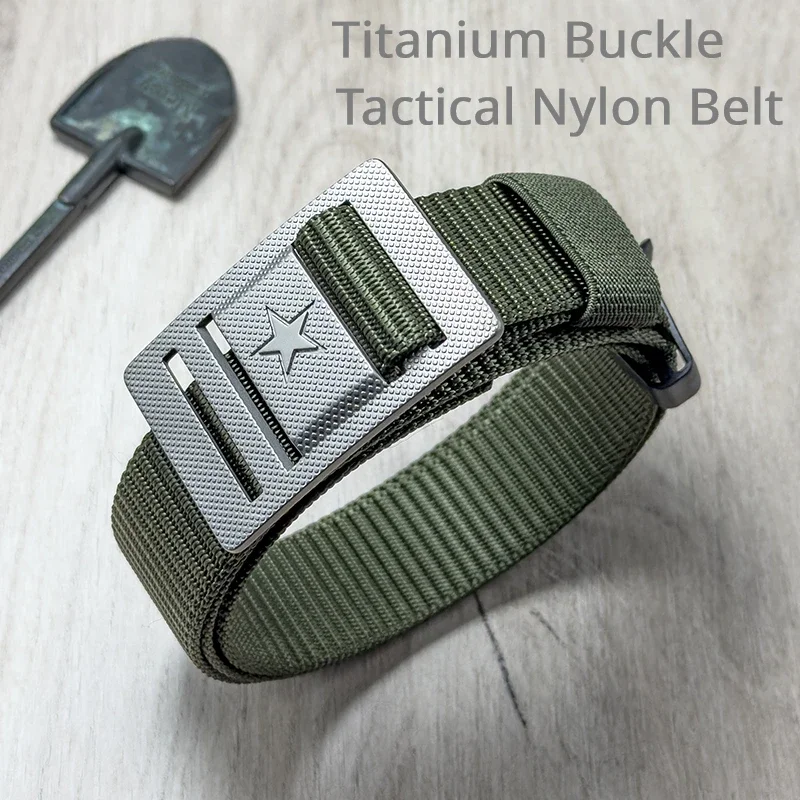 Fashion 35mm Pure Titanium Belt Woven Metal Buckle Men Women Nylon Canvas Training Armed Belt Military Training Tactical Belts