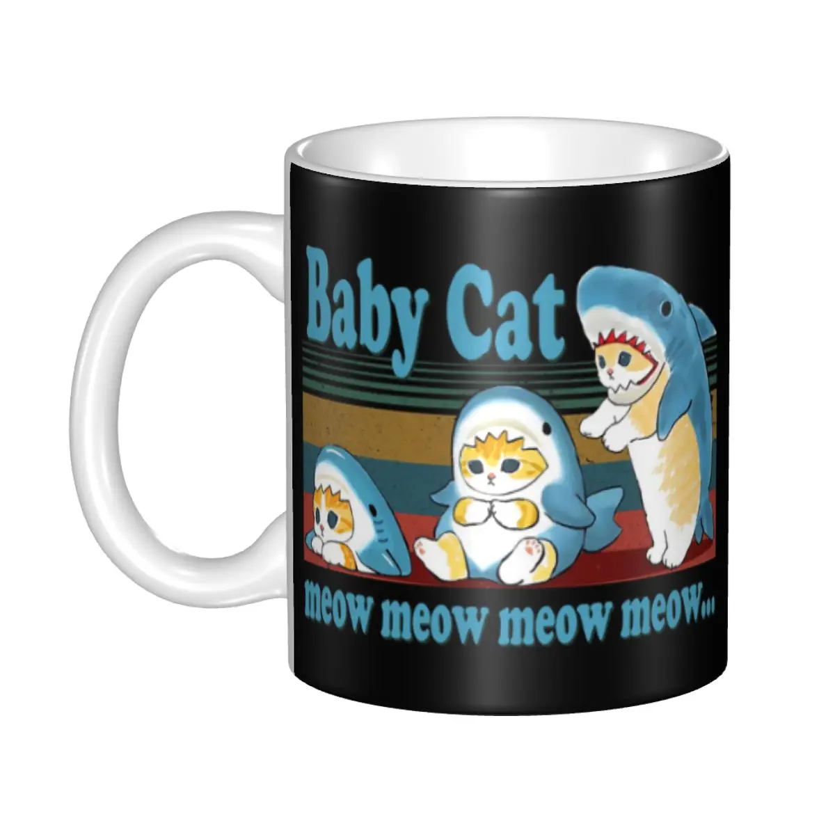 Customized Cartoon Anime Animals Cat Shark Mug DIY Ceramic Tea Milk Coffee Cup